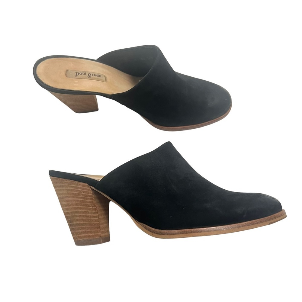 PAUL GREEN Vonda Black Nubuck Suede Mules